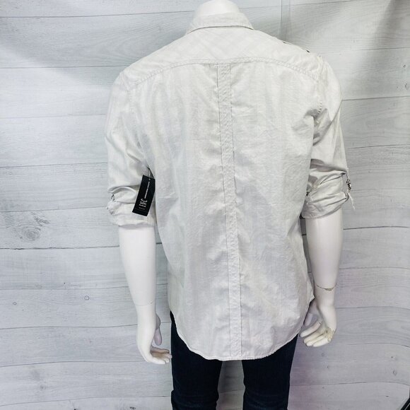 INC International Concept Macys Gray Roll Tab Sleeve Shoulder Tab Shirt Sz L NEW - Picture 7 of 16